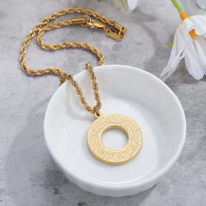 Round Arabic Engraved Pendant Necklace